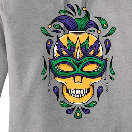 Mardi Gras Skull Mask Women's Pullover Hoodie