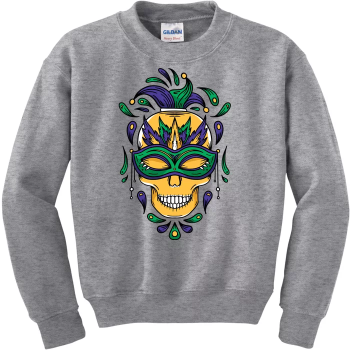 Mardi Gras Skull Mask Kids Sweatshirt