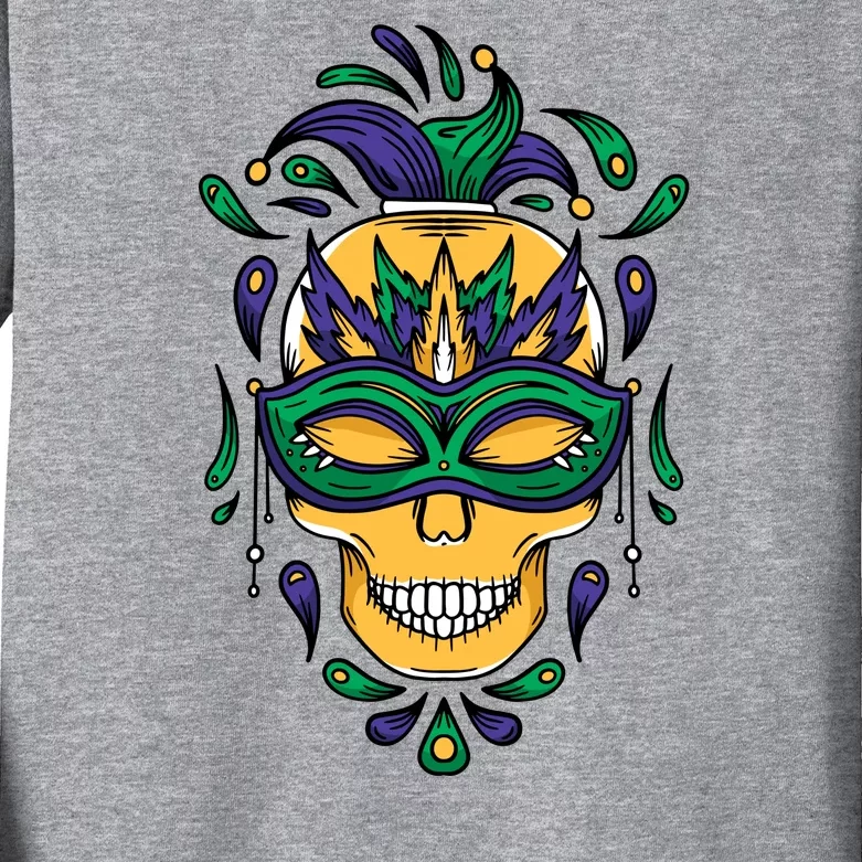 Mardi Gras Skull Mask Kids Long Sleeve Shirt