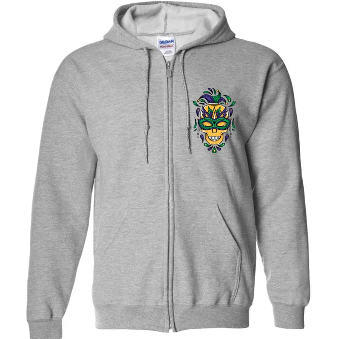 Mardi Gras Skull Mask Full Zip Hoodie