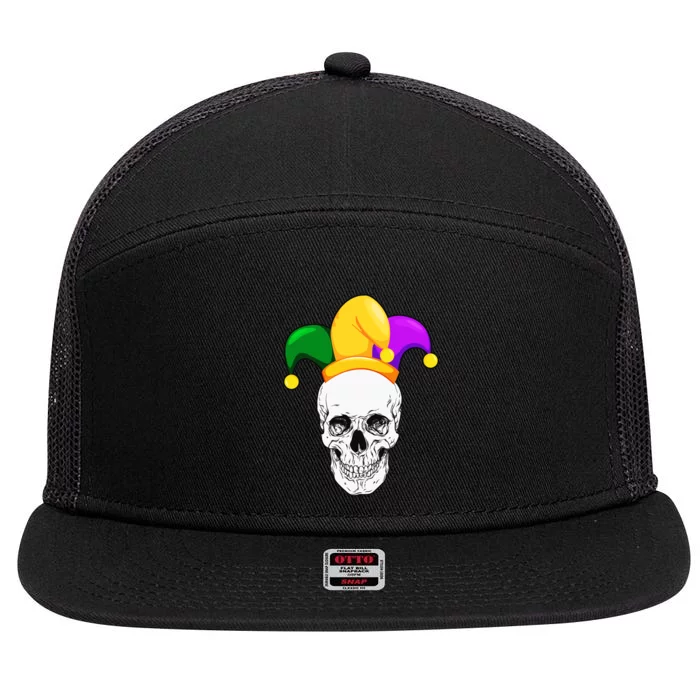 Mardi Gras Skull Parade Jester 7 Panel Mesh Trucker Snapback Hat