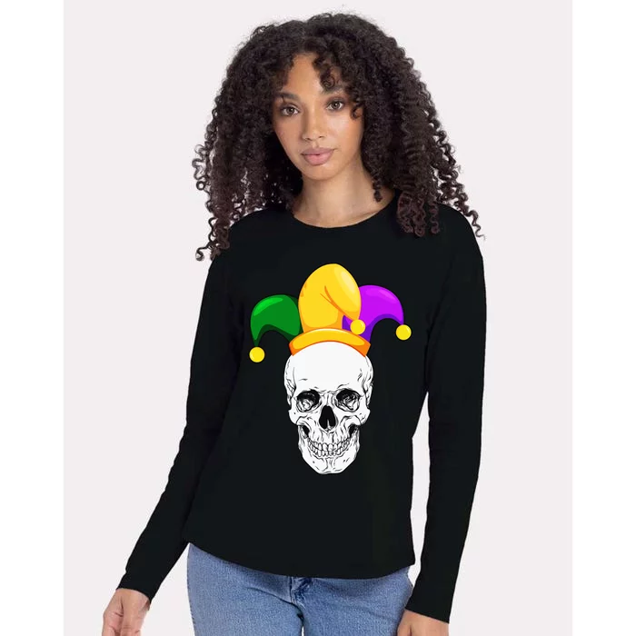 Mardi Gras Skull Parade Jester Womens Cotton Relaxed Long Sleeve T-Shirt