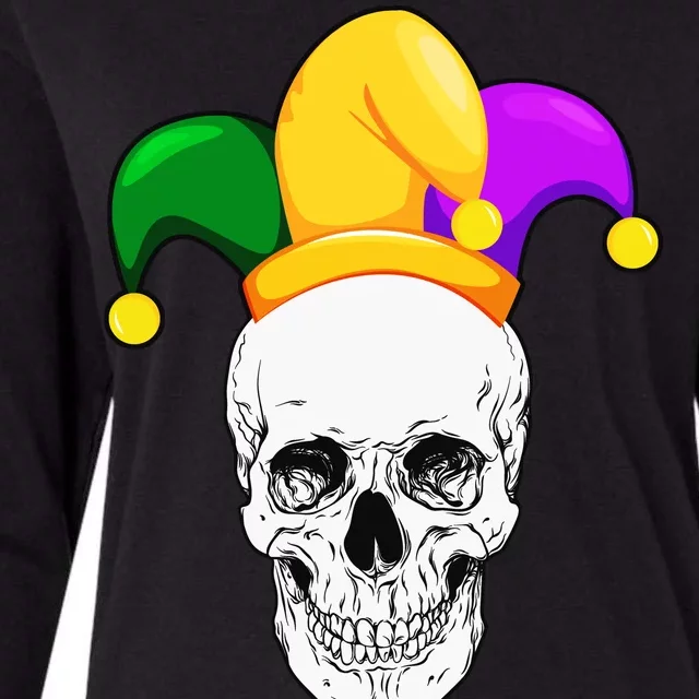 Mardi Gras Skull Parade Jester Womens Cotton Relaxed Long Sleeve T-Shirt