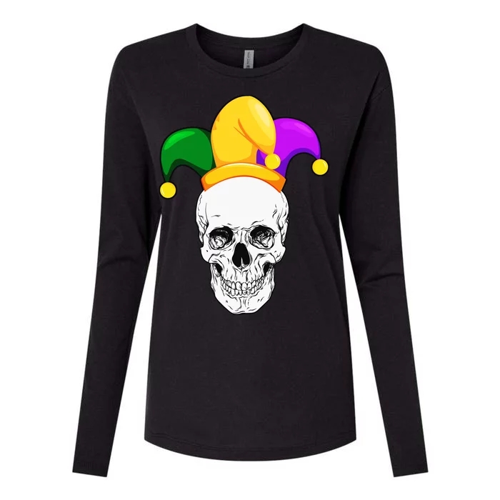 Mardi Gras Skull Parade Jester Womens Cotton Relaxed Long Sleeve T-Shirt