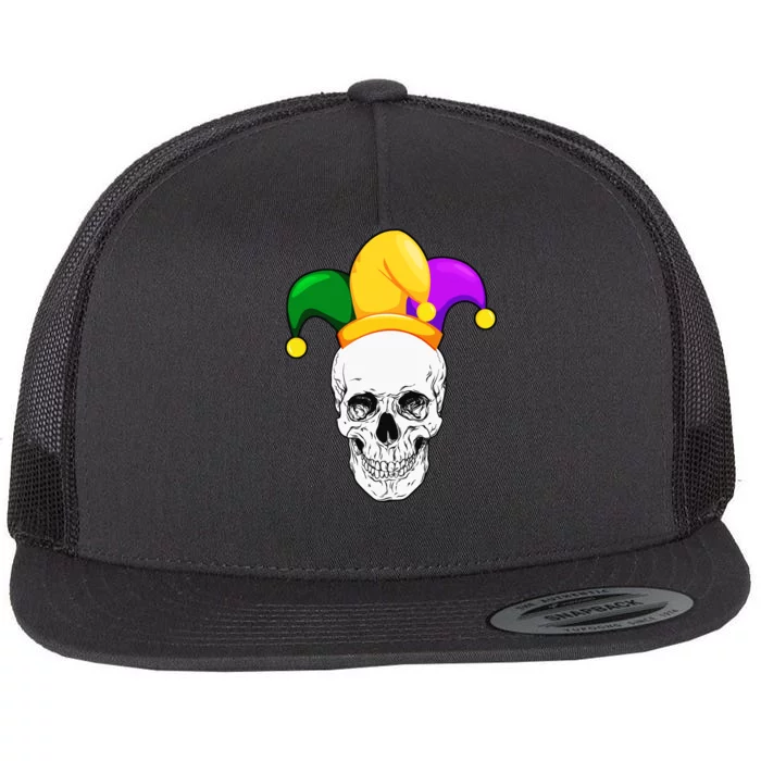 Mardi Gras Skull Parade Jester Flat Bill Trucker Hat