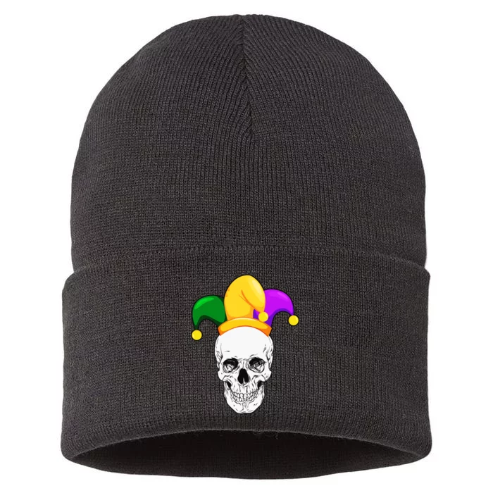 Mardi Gras Skull Parade Jester Sustainable Knit Beanie