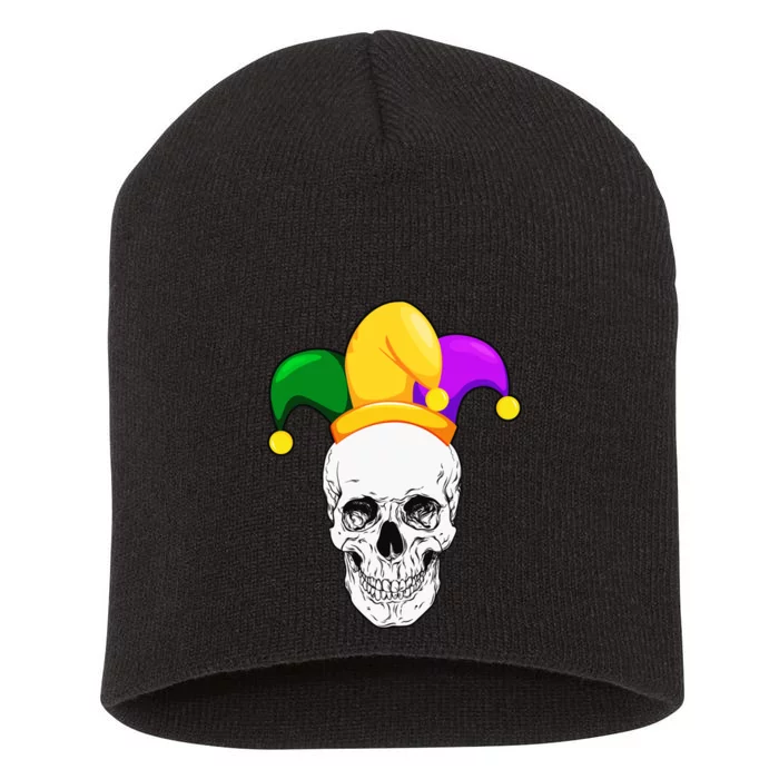 Mardi Gras Skull Parade Jester Short Acrylic Beanie