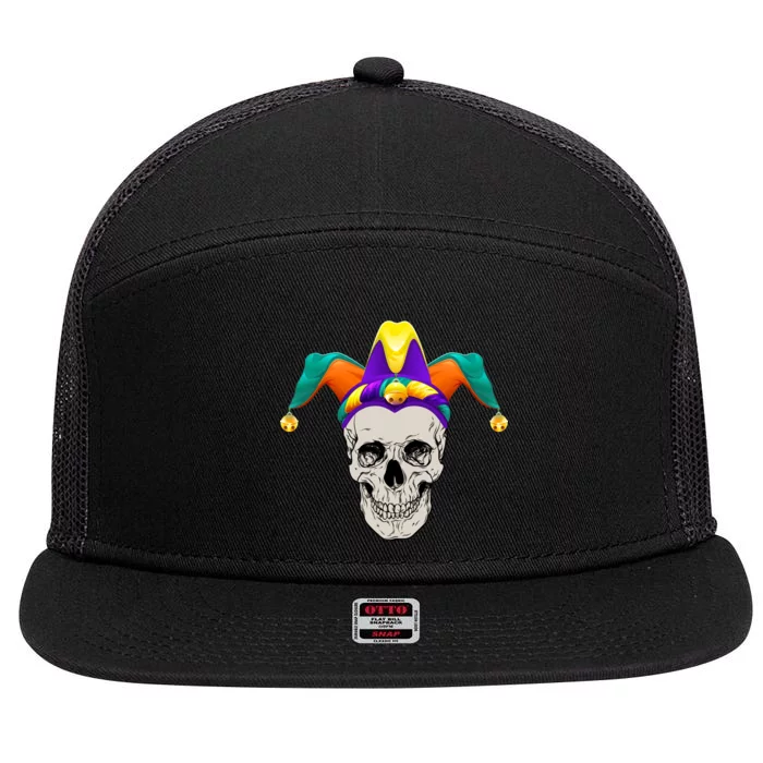 Mardi Gras Skull Party Hard 7 Panel Mesh Trucker Snapback Hat