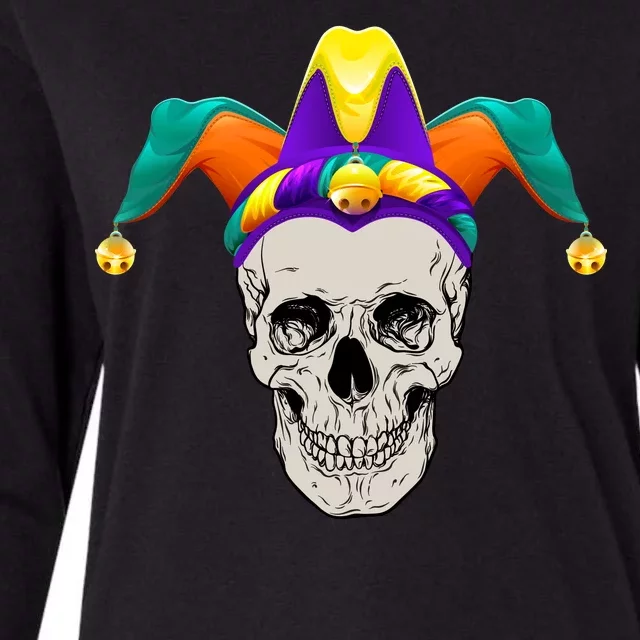 Mardi Gras Skull Party Hard Womens Cotton Relaxed Long Sleeve T-Shirt