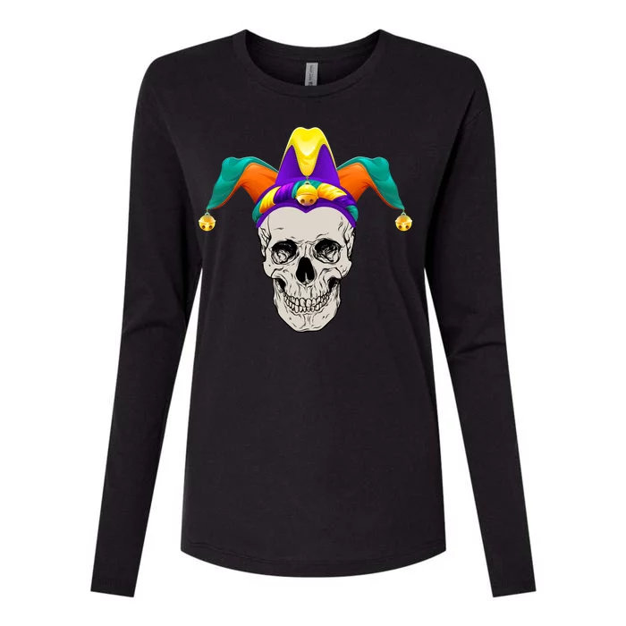 Mardi Gras Skull Party Hard Womens Cotton Relaxed Long Sleeve T-Shirt