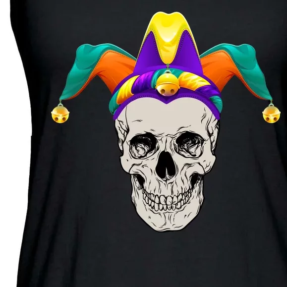 Mardi Gras Skull Party Hard Ladies Essential Flowy Tank