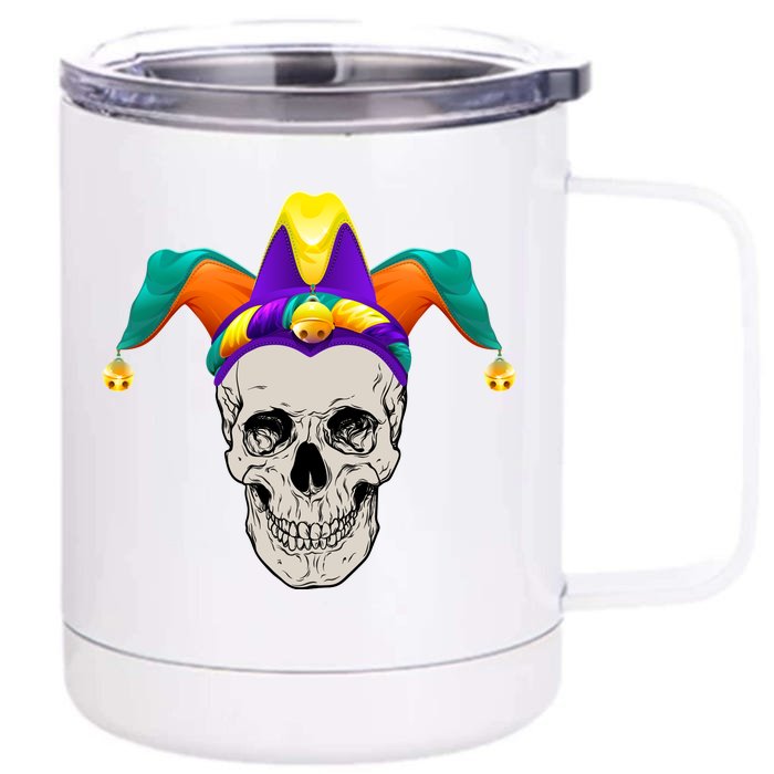 Mardi Gras Skull Party Hard Front & Back 12oz Stainless Steel Tumbler Cup