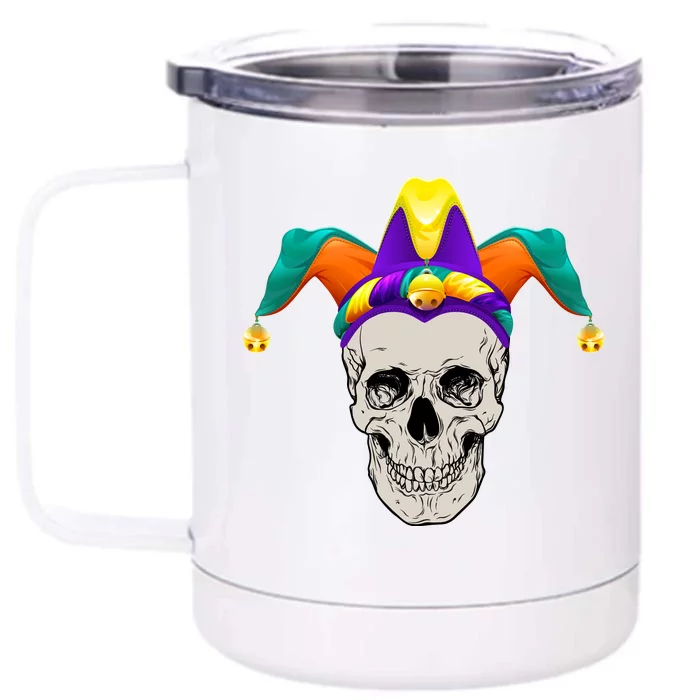 Mardi Gras Skull Party Hard Front & Back 12oz Stainless Steel Tumbler Cup