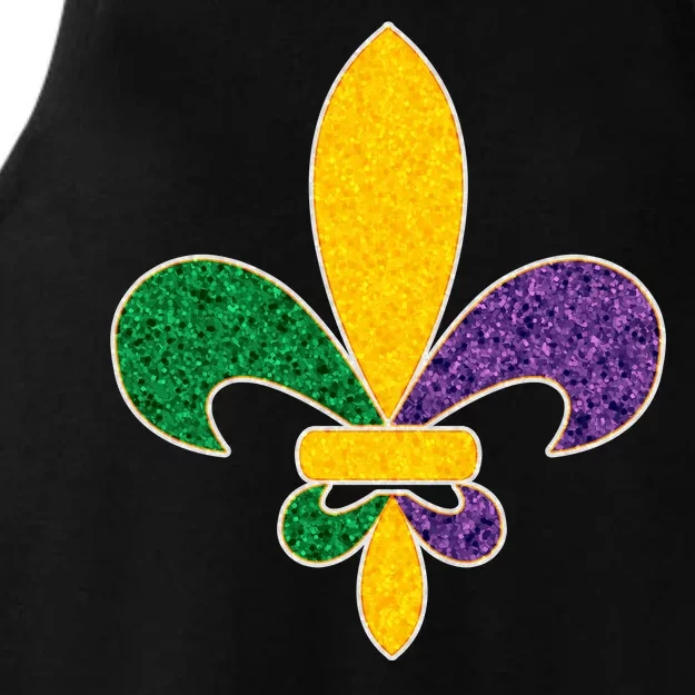 Mardi Gras Sparkle Fleur De Lis Ladies Tri-Blend Wicking Tank