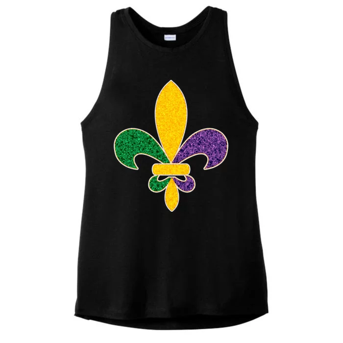 Mardi Gras Sparkle Fleur De Lis Ladies Tri-Blend Wicking Tank