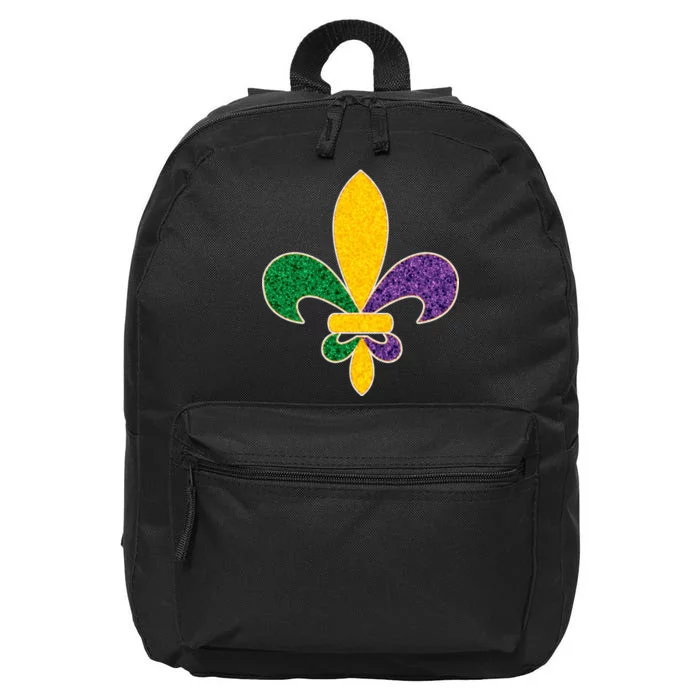 Mardi Gras Sparkle Fleur De Lis 16 in Basic Backpack