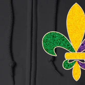 Mardi Gras Sparkle Fleur De Lis Full Zip Hoodie