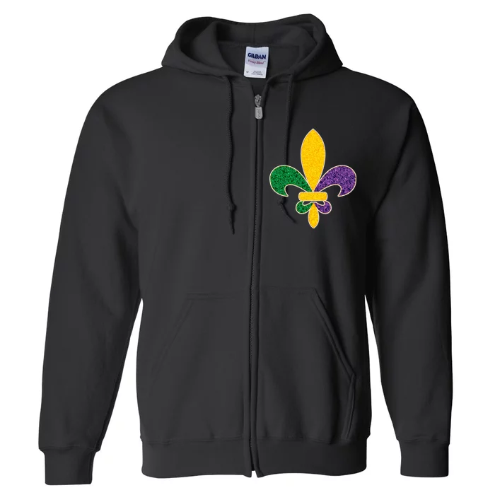 Mardi Gras Sparkle Fleur De Lis Full Zip Hoodie