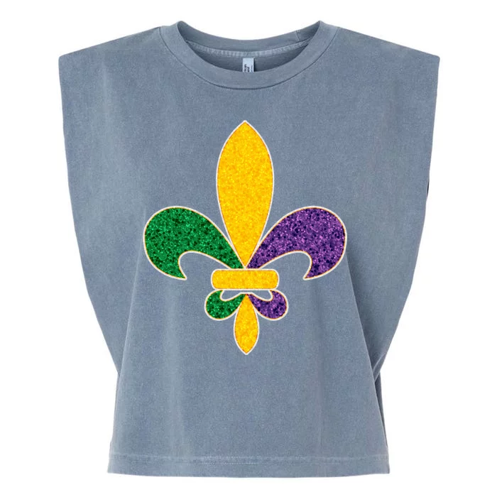 Mardi Gras Sparkle Fleur De Lis Garment-Dyed Women's Muscle Tee