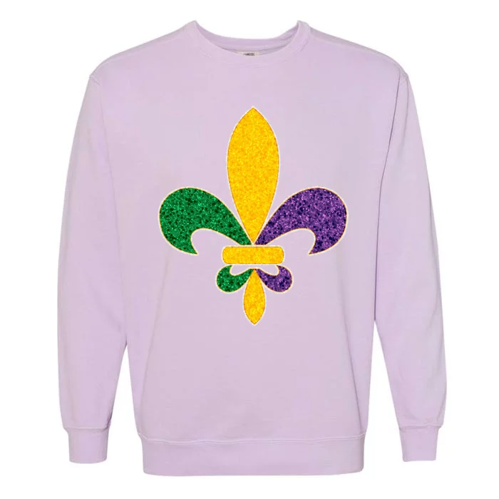 Mardi Gras Sparkle Fleur De Lis Garment-Dyed Sweatshirt