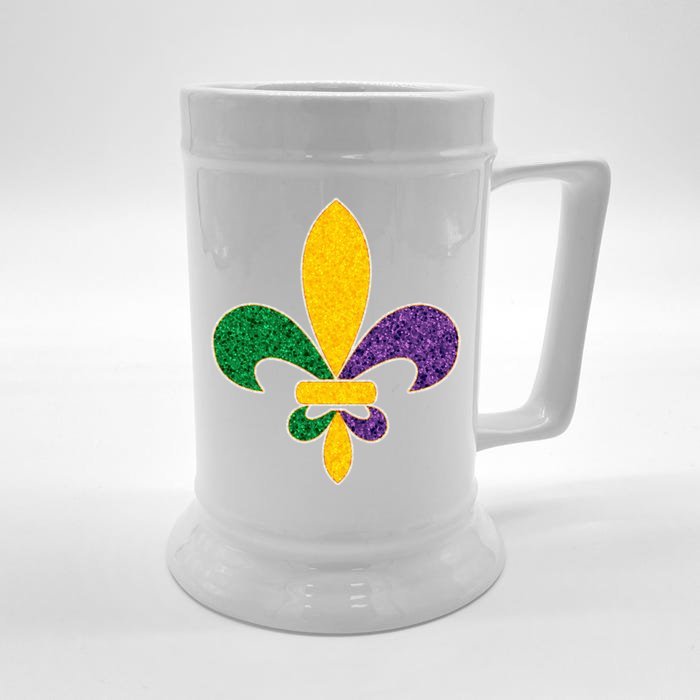 Mardi Gras Sparkle Fleur De Lis Front & Back Beer Stein