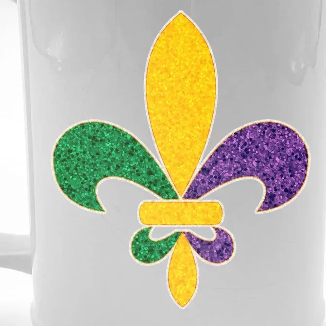 Mardi Gras Sparkle Fleur De Lis Front & Back Beer Stein