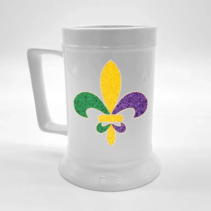 Mardi Gras Sparkle Fleur De Lis Front & Back Beer Stein