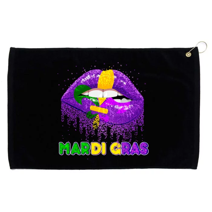 Mardi Gras Sparkle Lips Grommeted Golf Towel