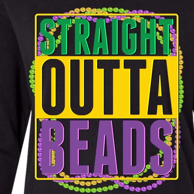 Mardi Gras Straight Outta Beads Womens Cotton Relaxed Long Sleeve T-Shirt