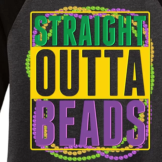 Mardi Gras Straight Outta Beads Women's Tri-Blend 3/4-Sleeve Raglan Shirt