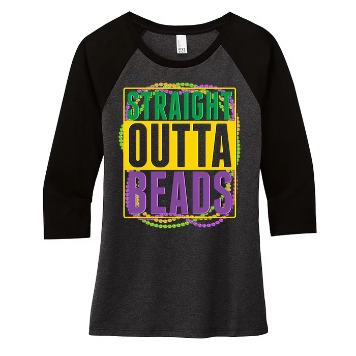 Mardi Gras Straight Outta Beads Women's Tri-Blend 3/4-Sleeve Raglan Shirt