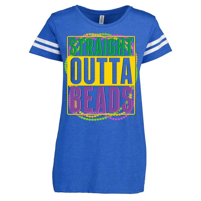 Mardi Gras Straight Outta Beads Enza Ladies Jersey Football T-Shirt