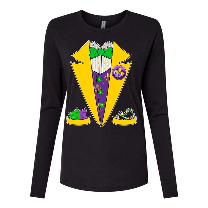 Mardi Gras Tuxedo Womens Cotton Relaxed Long Sleeve T-Shirt