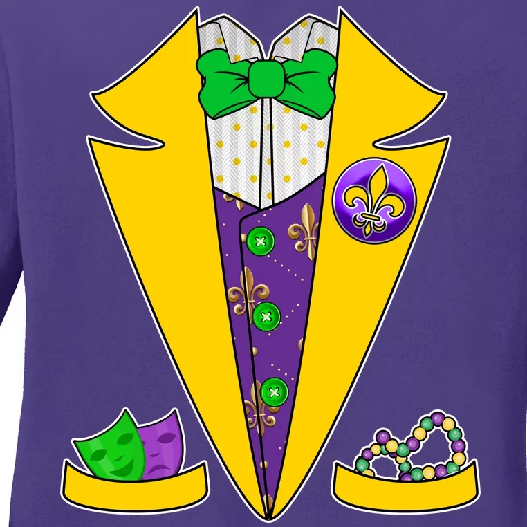 Mardi Gras Tuxedo Ladies Long Sleeve Shirt