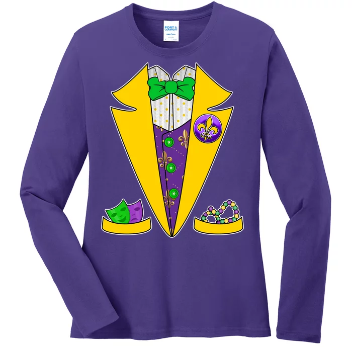 Mardi Gras Tuxedo Ladies Long Sleeve Shirt