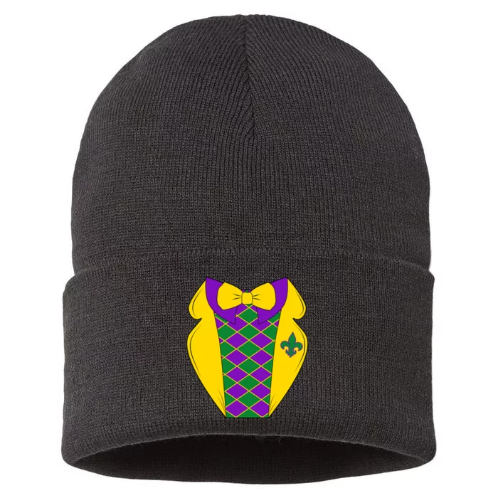 Mardi Gras Tuxedo Party Tux Sustainable Knit Beanie