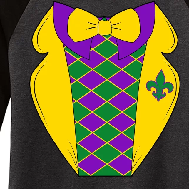 Mardi Gras Tuxedo Party Tux Women's Tri-Blend 3/4-Sleeve Raglan Shirt