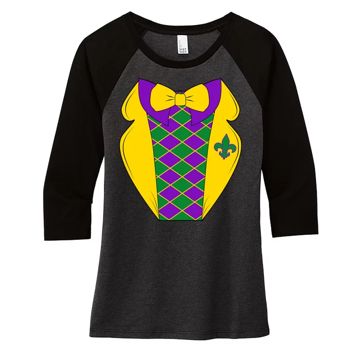 Mardi Gras Tuxedo Party Tux Women's Tri-Blend 3/4-Sleeve Raglan Shirt