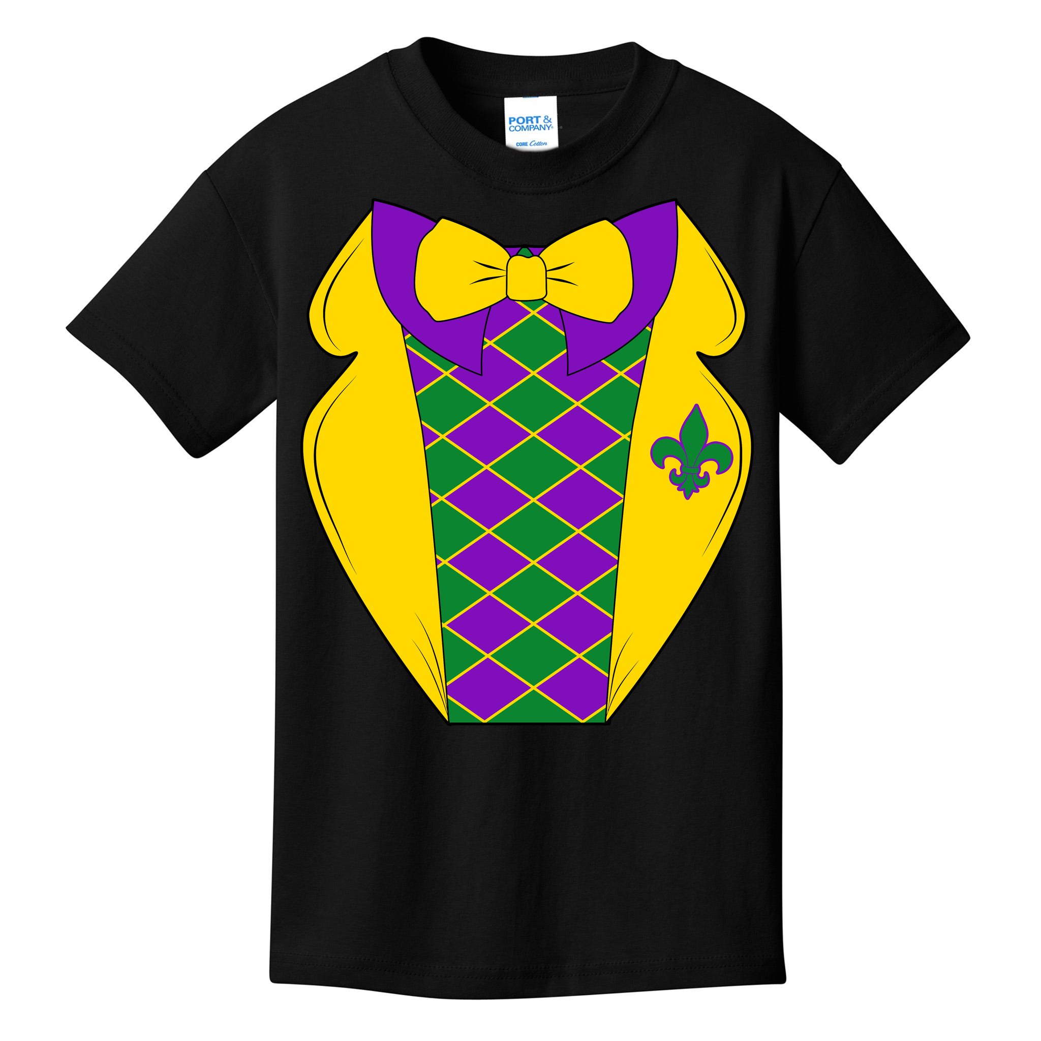Mardi Gras Tuxedo Party Tux Kids T-Shirt | TeeShirtPalace