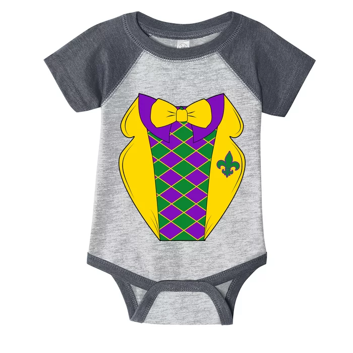 Mardi Gras Tuxedo Party Tux Infant Baby Jersey Bodysuit