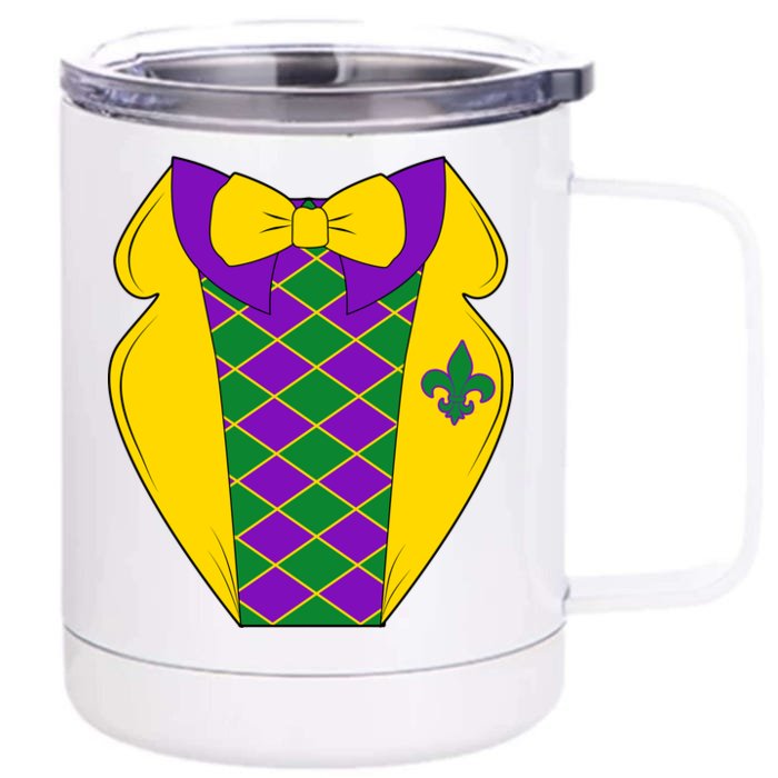 Mardi Gras Tuxedo Party Tux Front & Back 12oz Stainless Steel Tumbler Cup