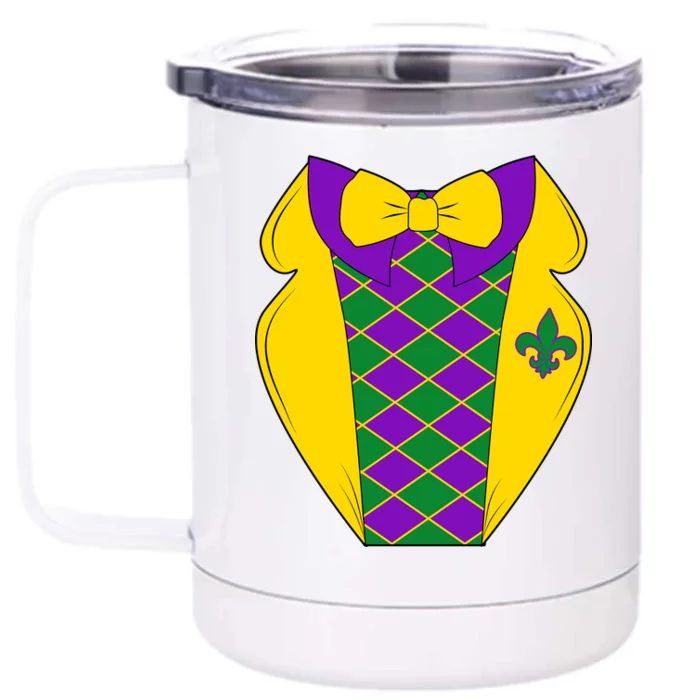 Mardi Gras Tuxedo Party Tux Front & Back 12oz Stainless Steel Tumbler Cup