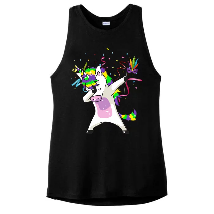 Mardi Gras Unicorn Celebration Ladies Tri-Blend Wicking Tank