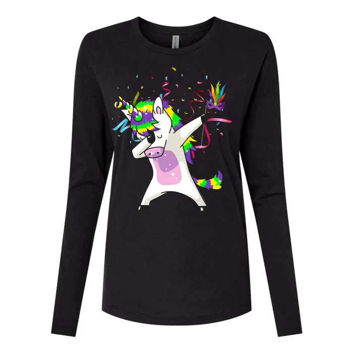 Mardi Gras Unicorn Celebration Womens Cotton Relaxed Long Sleeve T-Shirt