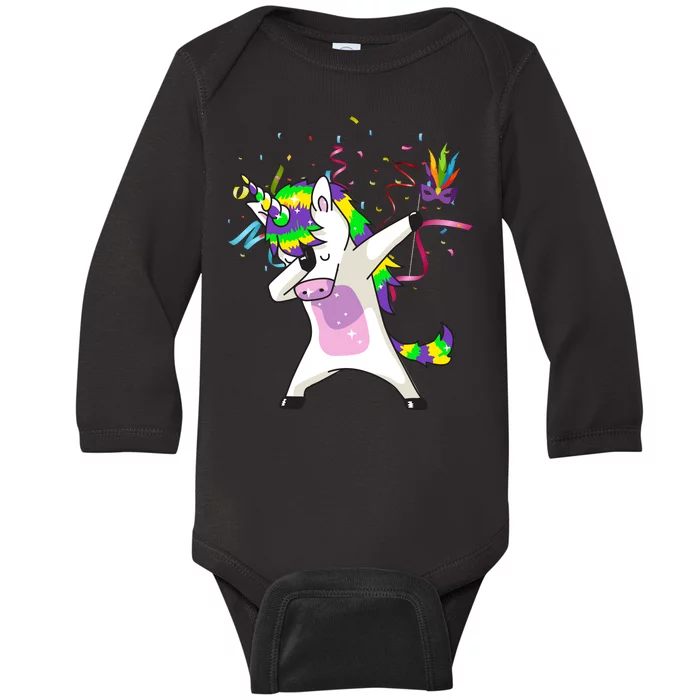 Mardi Gras Unicorn Celebration Baby Long Sleeve Bodysuit