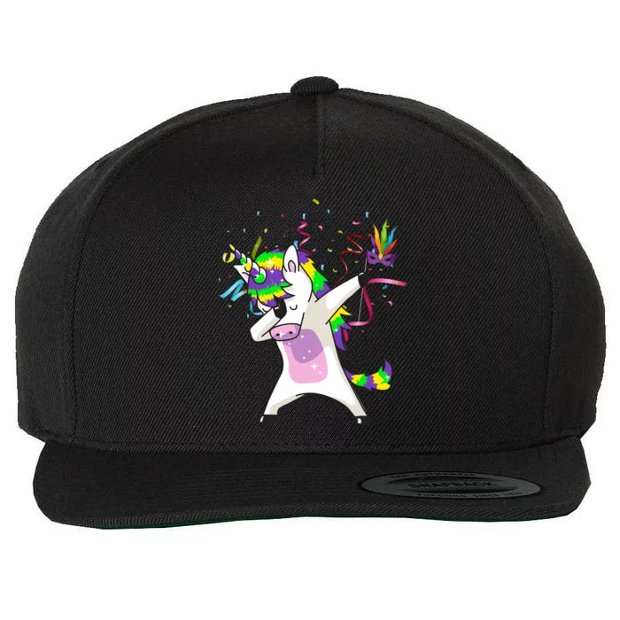 Mardi Gras Unicorn Celebration Wool Snapback Cap