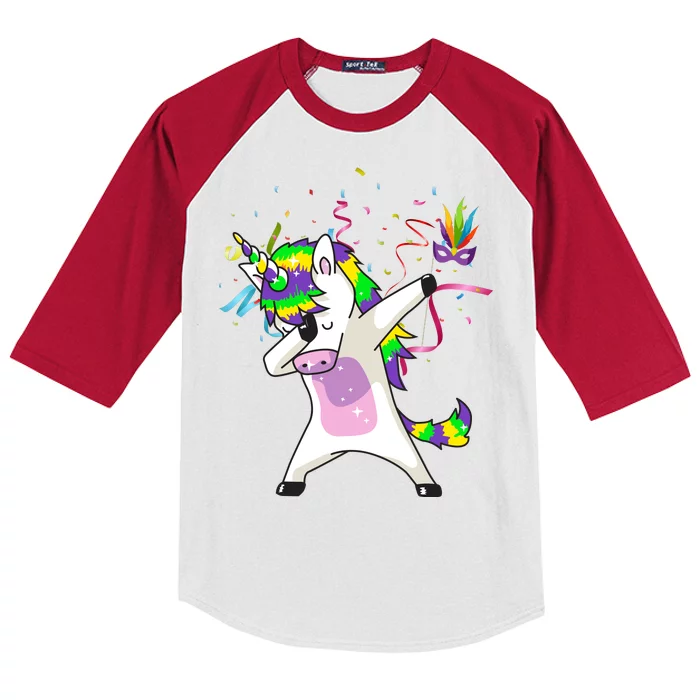 Mardi Gras Unicorn Celebration Kids Colorblock Raglan Jersey