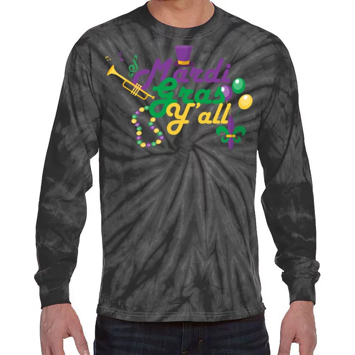 Mardi Gras Y'all Tie-Dye Long Sleeve Shirt