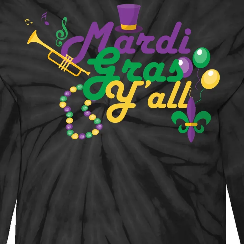 Mardi Gras Y'all Tie-Dye Long Sleeve Shirt