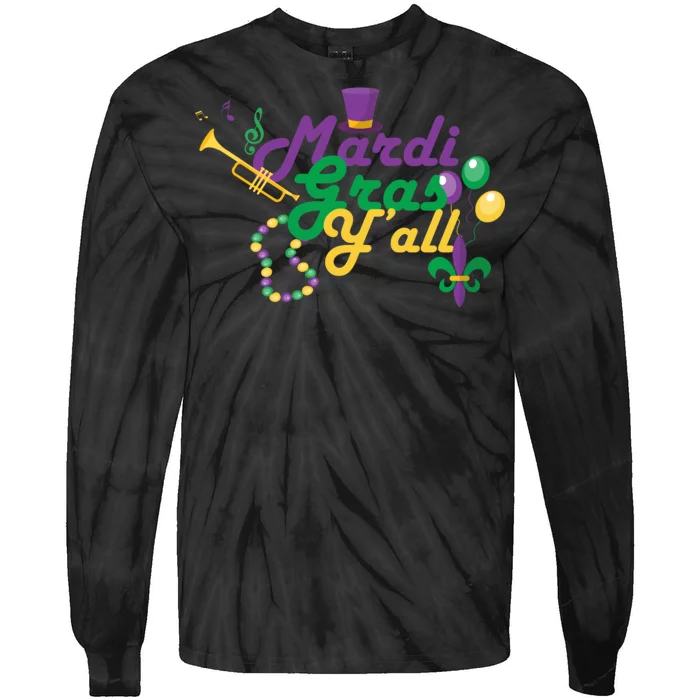 Mardi Gras Y'all Tie-Dye Long Sleeve Shirt